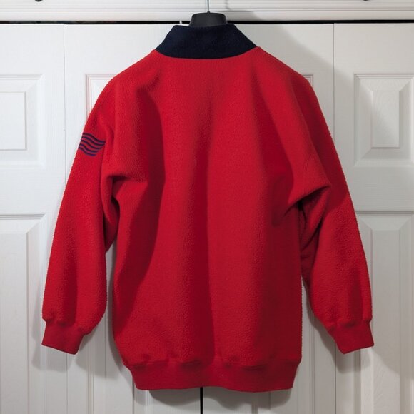Vintage Guess USA Red Fleece Sweatshirt Quarter Zip - Size M - Picture 2 of 12